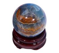 Blue Calcite Gemstone Ball Crystal Ball Stone Sphere Figurine for Witchcraft Divination Feng Shui Aura Home Desk Decor,60mm/2.4in