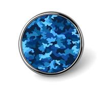 Blue Camo Badge Holder Exquisite Round Badge with Picture Pin DIY Button Badges Personalized Metal Button Pin Fashion Brooch Crafts Gifts Clothes Decorative Pins