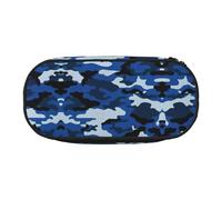 Blue Camo Cute Aesthetic Big Capacity Zipper Pencil Cases Pen,Portable Office Desk Organizer for Adults