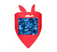 Blue Camo Dog Bandana, Classic Plaid Dog Bandanas for Small Medium Large Dogs, Adjustable Washable Cotton Pet Scarf, Reversible Triangle Bibs for Puppy Dogs Cats Birthday Party Daily Wear