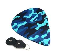 Blue Camo Guitar Picks, 6 Pcs Guitar Plectrums double-sided printing, suitable for acoustic, electric and bass guitars, including 0.46 mm 0.71 mm 0.96 mm