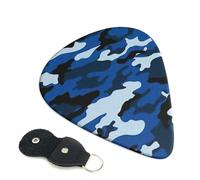 Blue Camo Guitar Picks, 6 Pcs Guitar Plectrums double-sided printing, suitable for acoustic, electric and bass guitars, including 0.46 mm 0.71 mm 0.96 mm