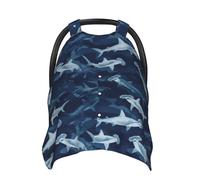 Blue Camo Hammerhead Shark Print Baby Car Seat Covers, Breathable Nursing Cover Breastfeeding Cover, Stroller Covers, Multi-use Infant Carseat Canopy, Baby Boys Girls Newborn Essentials