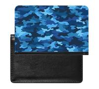 Blue Camo Passport Holder Vaccine Card Holder Travel Document Organizer Credit Card Organizer for Women/Men