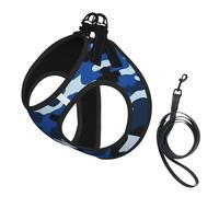 Blue Camo Print Pet Supplies Adjustable Step-In Flex Breathable Mesh Dog Harness For Small Medium Dogs, S-L