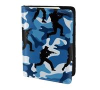 Blue Camo Print Stylish Men Women 5.5 Inch Passport Travel Document Wallet For Secure Storag, Black, One Size
