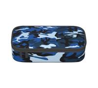 Blue Camo Print Teen Large Storage Pencil Case Stationery Organizer School College Business Travel