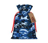 Blue Camo Printed Drawstring Gift Bags,Various Sizes, Bulk Plastic Packaging Bags