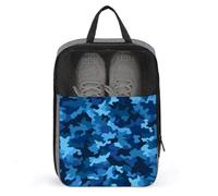 Blue Camo Shoe Bag for Travel Water-Resistant Shoe Pouch for Gym Portable Sneaker Bag with Zipper Travel Luggage Shoes Organizer Soccer Cleats Bag for Gym, Luggage
