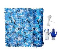 Blue Camouflage Netting Oxford Fabric Military Army Camo Net 1x1m 3x5m 4x6m 10x10m 15x15m Shooting Sunshade Camouflage Net for Party Decoration Hunting Camping Car Cover(3x9（m）)