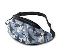 Blue Camouflage Pattern Casual Fanny Waist Pack Bag Adjustable Lightweight Sport Belt Waist Bag for Sports Running Hiking Biking Walking