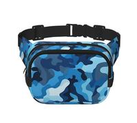 Blue Camouflage Pattern Fanny Pack Adjustable Crossbody Bag Large Waist Bag Travel Belt Bag Unisex Bum Bag