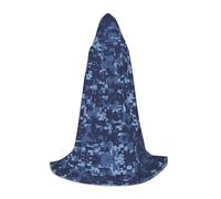 Blue Camouflage Pattern Hooded Cape For Teenagers, Unisex Cloak Robe Hooded Halloween Costume Satin Witches Vampire Cloak Fancy Dress Up Children