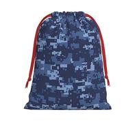 Blue Camouflage Pattern Printed Christmas Drawstring Gift Bags For Decorating Christmas Trees Staircases And Porches Party Favors Wedding Decor & Holiday Packaging 3 Sizes