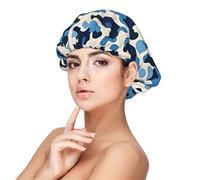 Blue Camouflage Pattern Satin Bonnet Silk Bonnet, Hair Bonnet For Sleeping, Soft Double Layer Silk Sleeping Cap Hair Wrap For Women Natural Curly Braided Long Hair
