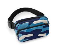 Blue Camouflage Print Fanny Pack for Women Men Waist Bag Belt Bag Adjustable Casual Bag for Travel Sports Hiking, white, 7.9x5.1inches