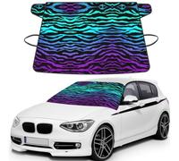 Blue Camouflage Zebra Stripes Printed Portable Windshield Wrap, Foldable Winter Ice Shield, Reinforced Flap Auto Protector