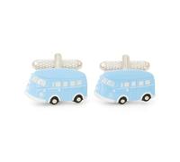 Blue Camper Van Cufflinks - Onyx Art CK392 Mens Novelty Gift Cuffs In Premier Life Packaging