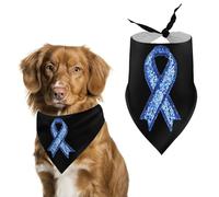 Blue Cancer Ribbon Sequin Funny Dog Bandanas Puppy Triangle Scarf Washable Bib for Small Medium Large Pet