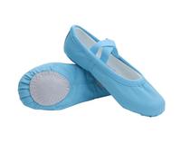 Blue Canvas Girls Ballet Shoes Soft Practice Dance Shoes Elastic Strap Shaped Kid Ballet Slippers Lightweight Split Soles Kids Shoes Slip-On Exercise Footwear UK Size 12.5