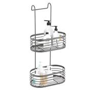 Blue Canyon 2 Tier Hanging Shower Caddy, No Drill Stainless Steel Bathroom Shelf, Non-Rusting Storage Shelves, Shower Accessory for Bathroom Organisation Shelf, Shower Basket Organizer, Grey