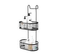 Blue Canyon 2 Tier Hanging Shower Caddy, No Drill Stainless Steel Bathroom Shelf, Non-Rusting Storage Shelves, Shower Accessory for Bathroom Organisation Shelf, Shower Basket Organizer, Black