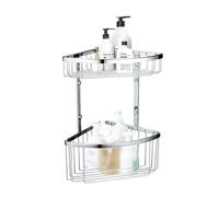 Blue Canyon 2 Tier Wall Mounted Corner Caddy Double Basket, Stainless Steel Caddy, Non-Rusting Storage Shelves, Shower Accessory for Bathroom Organisation, Bathroom Shower Caddy Wall Mounted Drilled