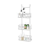 Blue Canyon - 3 Tier Over Shower Screen Caddy - White Colour - Plastic Coated Durable Steel - No Rust - Hanging Bathroom Organiser - Storage Rack for Bathroom, Toilet - BA0493