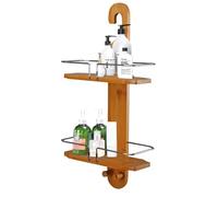 Blue Canyon Bamboo Shower Caddy 2 Tier Hanging Caddy, No Drill Bamboo Bathroom Shelf, Non-Rusting Storage Shelves, Shower Accessory, Bathroom Organisation Shelf, Shower Basket Organizer