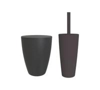 Blue Canyon Boda Bathroom Cleaning Set Toilet Brush With Ventilated Holder & 12L Compact Swing Lid Waste Bin Black