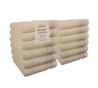 Blue Canyon Face Cloth, Bathroom Soft Towels, Woven Light-Weight, Quick Dry, Reusable Face Towels, Bacteria Resistant, Skin Friendly, Makeup Remover Cloth 30 * 30 cm, 500 GSM, PACK OF 12, (LATTE)