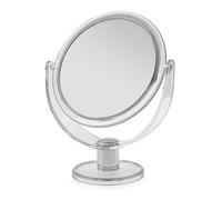 Blue Canyon Free Standing Small Round Plastic Cosmetic Mirror | Magnifying Make Up | Dressing Table Mirror 1X / 2X