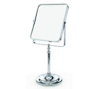 Blue Canyon Free Standing Square Vanity Mirror - Double Sided 1x/2x Magnification - Lightweight & Compact Dressing Table Mirror for Shaving & Applying Makeup - 16cm (L) x 12cm (W), Chrome Finish