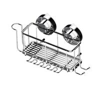 Blue Canyon Gecko Rack and Toothbrush Holder, Shower Caddy with Quick Lock vacuum Suction Cup, No Drill and No Screws Required, Removable, Reusable and Repositionable, Stainless Steel