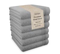 Blue Canyon Hand Towels, Bathroom Soft Towels, Woven Light-Weight, Cotton Quick Dry, Reusable Hand Towels, Bacteria Resistant, Skin Friendly, Makeup Remover Towel 50*85 cm, 500 GSM, PACK OF 6, (GREY)