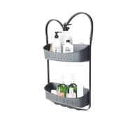 Blue Canyon Hanging Shower Caddy Single Basket, No Drill Bathroom Shelf, Non-Rusting Storage Shelves, Shower Accessory for Bathroom Organisation Shelf, Over Bath Storage Shower Basket (2 Tier Grey)