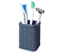 Blue Canyon Lace Bathroom Tumbler (Blue) Toothbrush Holder Tidy for Makeup Brushes, Razors, Pens, Sink, Desk Organiser, Compact bathroom accessory in durable plastic with a decorative finish