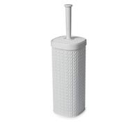 Blue Canyon Lace Toilet Brush & Holder for Bathroom, Flexible Toilet Bowl Plastic Brush Head for Deep Cleaning, Compact Size, Elegant Design with Odour Free Holder - White