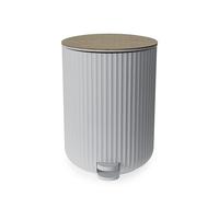 Blue Canyon Newly Launched Berkeley Pedal Bin with Bamboo Lid, 5 L Capacity, Anti - Fingerprint, Durable Material, Dustbin for Bedroom & Office, Cylindrical Shape, Kitchen Bin, Compact Size, White