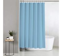 Blue Canyon Plain Shower Curtains | 100% Polyester Shower Curtain | Anti-Bacterial Surface Treatment| Water Repellent| Weighted Hem | 180 X 180cm| 12 Reinforced Eyelets With Hooks Included (Sky Blue)