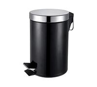 Blue Canyon Round Pedal Bin| Modern and Stylish Trash Can|3L Bin for Kitchen, Bathroom, Bedroom, Office| Anti-Fingerprint Outer Finish| Stainless Steel Rubbish Bin| Black