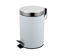 Blue Canyon Round Pedal Bin| Modern and Stylish Trash Can| 3L Bin for Kitchen, Bathroom, Bedroom, Office| Anti-Fingerprint Outer Finish| Stainless Steel Rubbish Bin| White