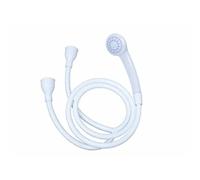 Blue Canyon Shower Attachment for Bath Taps, Double Tap Shower Hose with Head, Push-On Fitting for Round & Oval Taps Up to 2cm, 1.2M Hose for Hair Washing & Pet Bathing, White