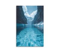 Blue Canyon Water Wall Art, Unique Print, Nature Poster, Special Canvas Picture, Distinctive Decor for Living Room Artistic Wall Mural Modern Hanging Decor Poster20x30inch(50x75cm)