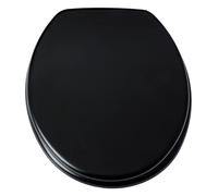 Blue Canyon Wooden Toilet Seat with Non-Slip Seat Bumpers & Heavy-Duty Stainless-Steel Hinges Ensures No Rust- Round Toilet Seat- Comfortable Bathroom Toilet Seat with High Gloss Finish (Black)