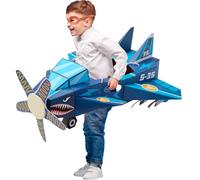 Blue Cardboard Airplane for Kids - DIY Playhouse & Coloring Activity | Large Pretend Play Vehicle - Recyclable & Eco-Friendly | Great Gift for Boys & Girls Ages 3-8