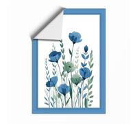 Blue Carnations in Watercolour Botanical Unframed Wall Art Print A2 (59.4×42cm), Wall Decor for Living Room, Bedroom, Office & Home, Art Gift