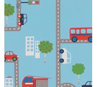 BOYS BLUE TRANSPORT CARS BUS ROAD MAP TEXTURED WALLPAPER A.S.CREATION 93632-1