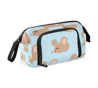Blue Cartoon Animal Pen Case Large Capacity Big Pencil Case with Zipper for Teen Girls School Supply
