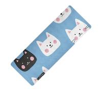Blue Cartoon Cat Face printed yoga mat hot yoga Thick 1 mm for gym non slip, with Yoga bag cover tapete para ejercicio 71x26 inches